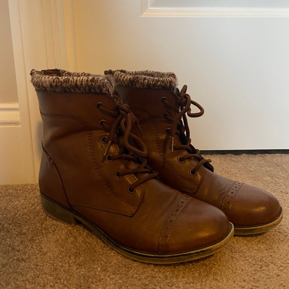 Faux Letter Combat Boots